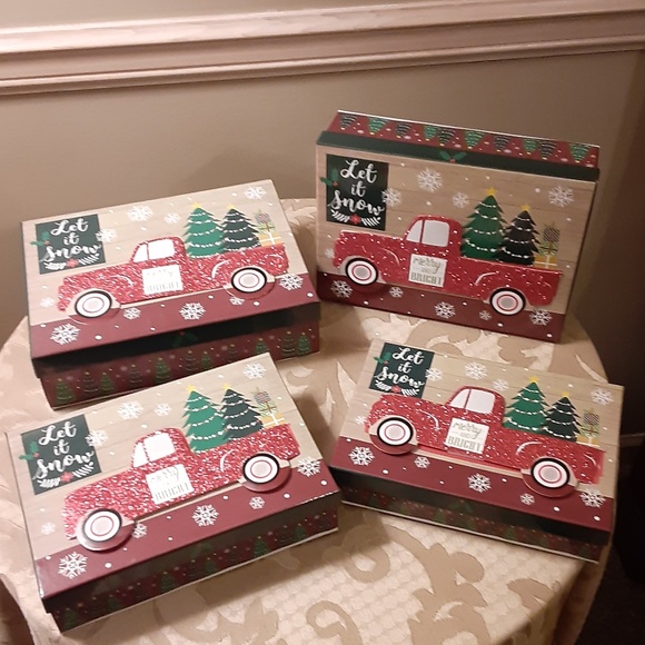 Other - Merry & Bright Red Truck Set of 4 Nesting Boxes